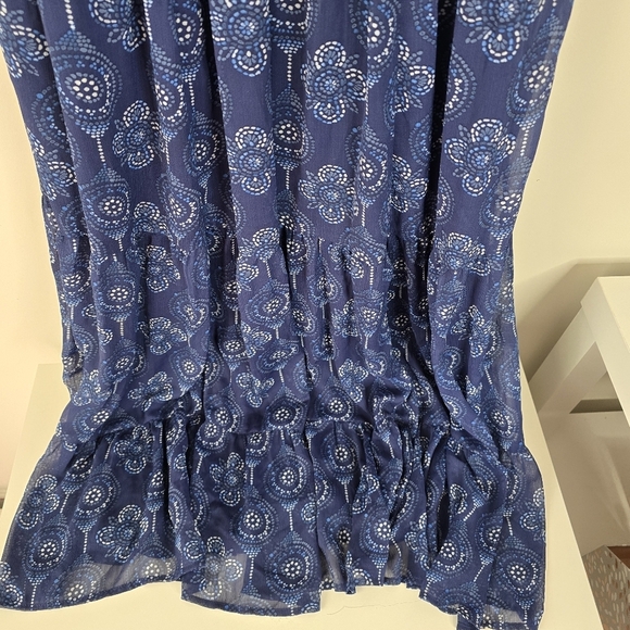 Torrid Blue Paisley Ruffle Maxi Dress Flutter Sleeves Size 12 Flowy Semi Sheer - Picture 4 of 15